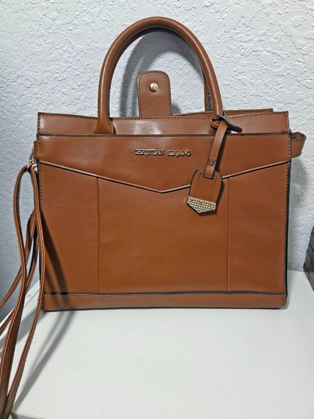 Christian Siriano Brown Leather Purse - Adjustable Straps